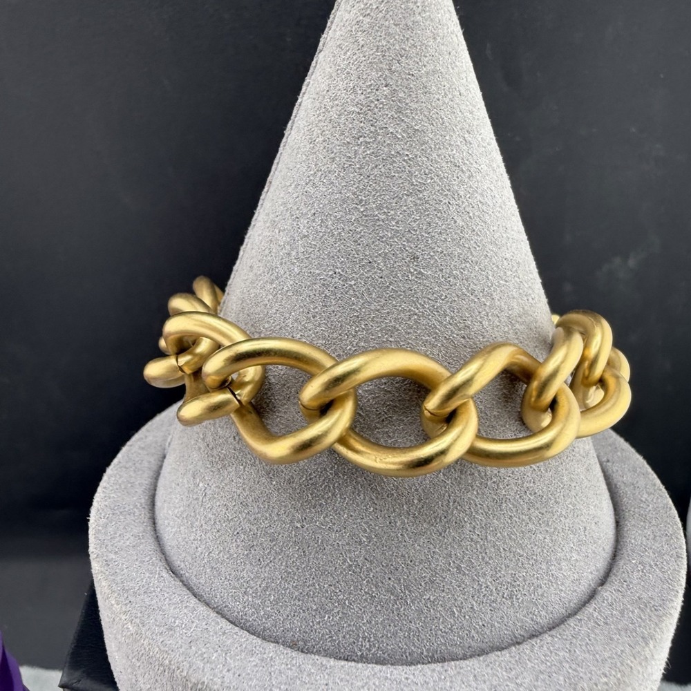 Monet Bracelet Gold Tone Chain Brushed Signed